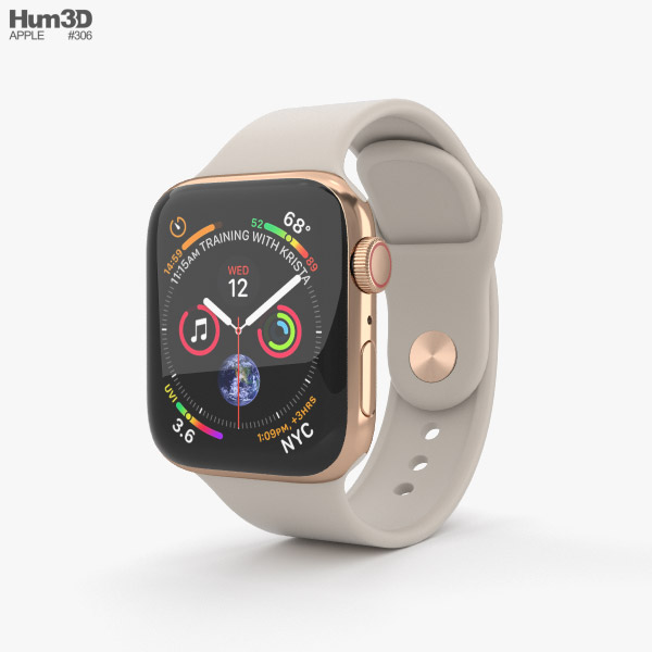 Apple Watch Series 4 40mm Gold Stainless Steel Case with Stone Sport Band Modelo 3D