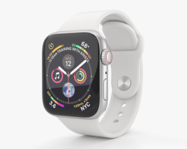 Apple Watch Series 4 40mm Silver Aluminum Case with White Sport Band Modello 3D