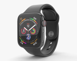 Apple Watch Series 4 40mm Space Black Stainless Steel Case with Black Sport Band 3D модель
