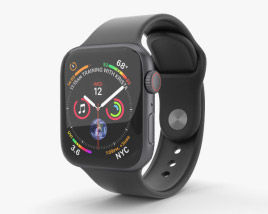 Apple Watch Series 4 40mm Space Gray Aluminum Case with Black Sport Band 3D model
