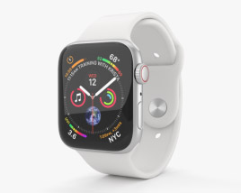 Apple Watch Series 4 44mm Silver Aluminum Case with White Sport Band 3D model