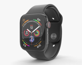 Apple Watch Series 4 44mm Space Black Stainless Steel Case with Black Sport Band 3D 모델 