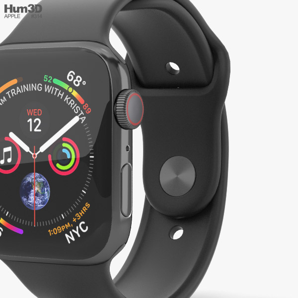 space black stainless steel case with black sport band