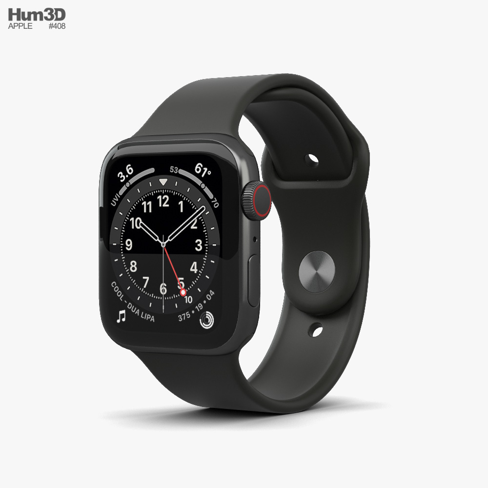 Apple Watch Series 6 44mm Stainless Steel Graphite Modelo 3D
