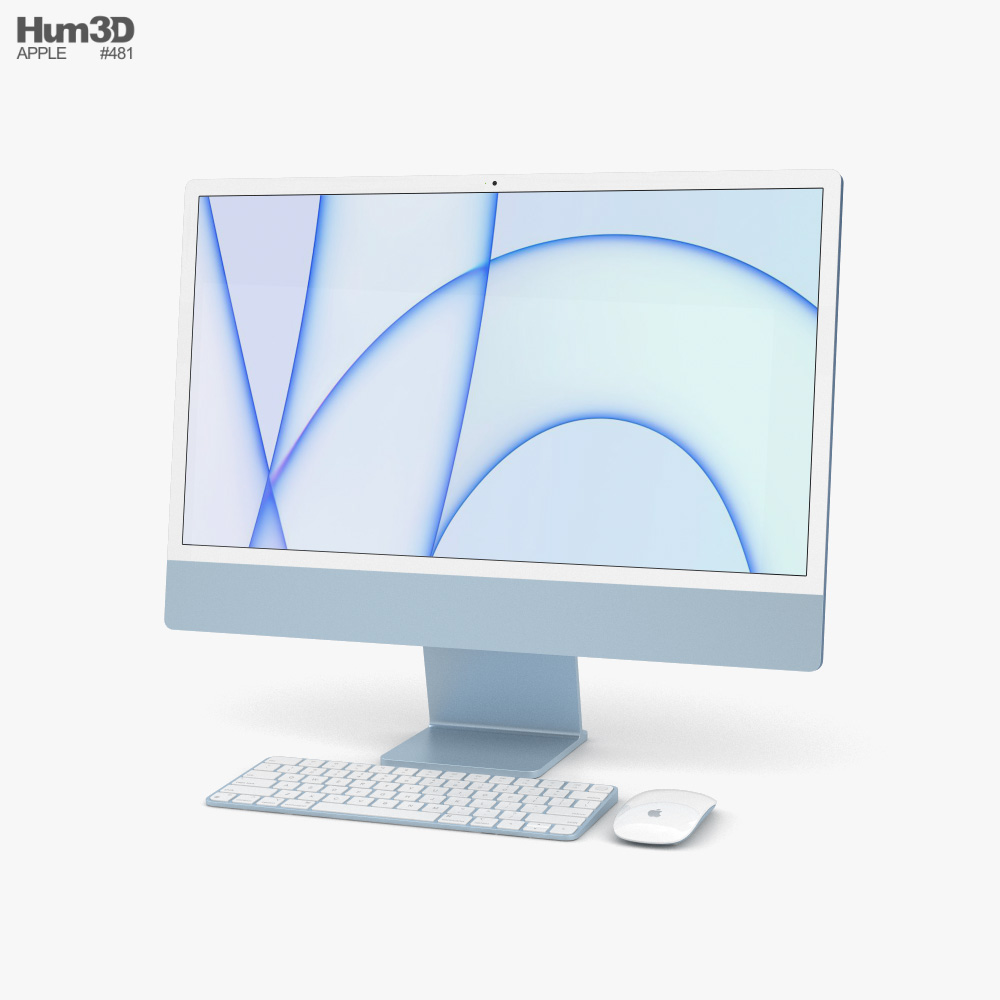 Apple iMac 24-inch 2021 Blue 3D模型