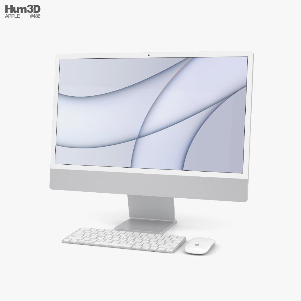 Apple iMac 24-inch 2021 Silver 3D-Modell