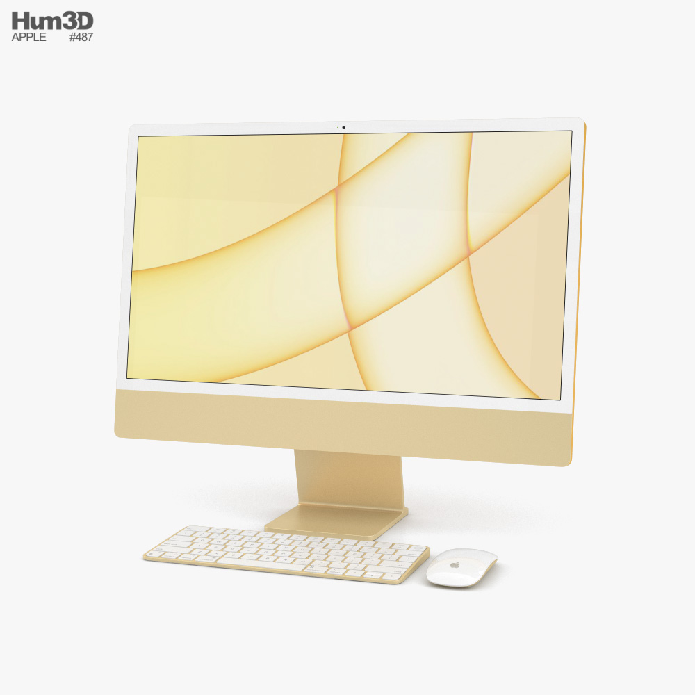 Apple iMac 24-inch 2021 Yellow 3D 모델 