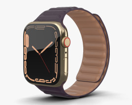Apple Watch Series 7 41mm Gold Stainless Steel Case with Leather Link 3Dモデル