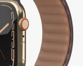Apple Watch Series 7 45mm Gold Stainless Steel Case with Leather Link 3d model