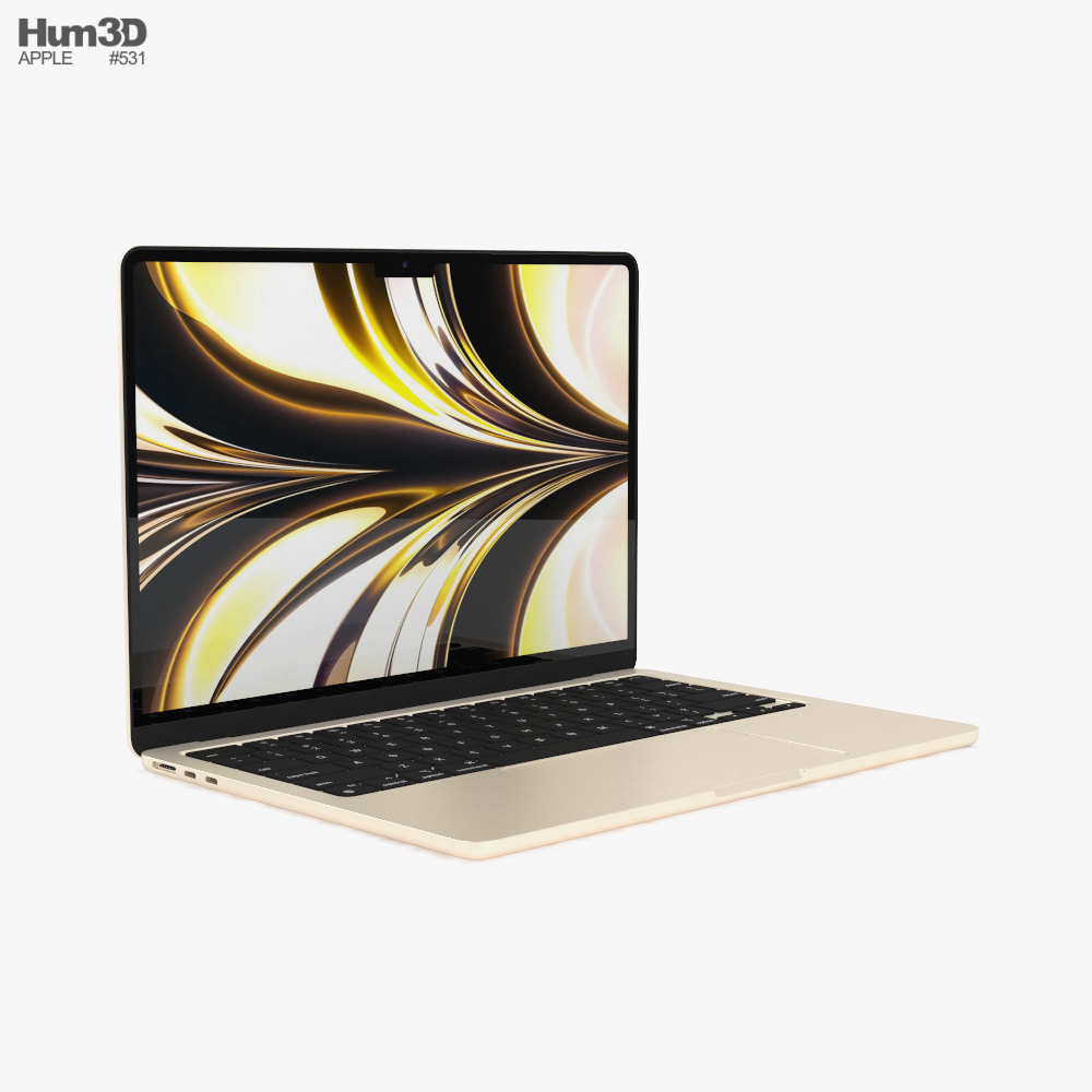 Búho medio Mente Apple MacBook Air M2 2022 Starlight Modelo 3D - Electrónica on Hum3D