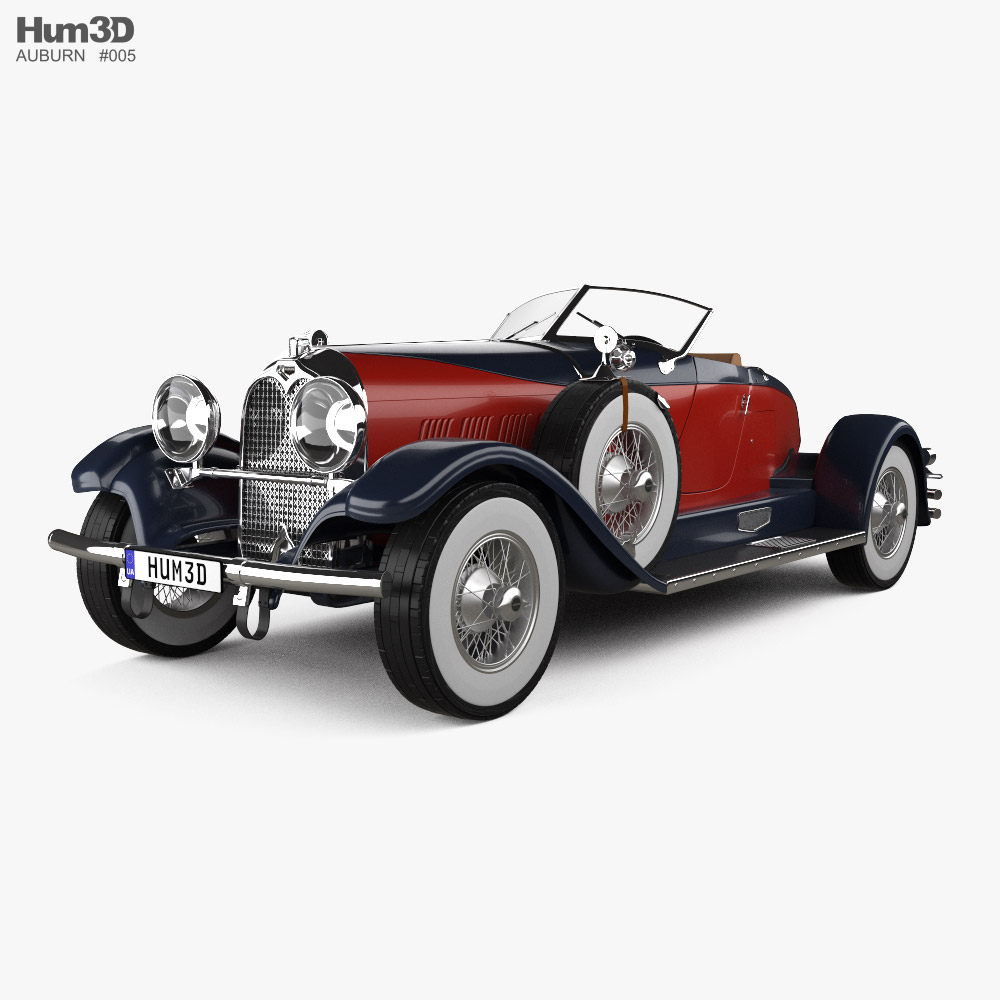 Auburn Boattail Speedster 8-115 with HQ interior and engine 1928 3D model