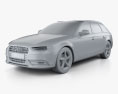Audi A4 Avant 2016 3D模型 clay render
