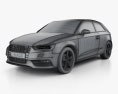 Audi A3 Хетчбек трьохдверний 2016 3D модель wire render