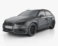 Audi A3 Sportback S-Line 2016 3d model wire render