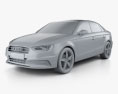 Audi A3 sedan 2016 3d model clay render