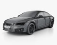 Audi A7 Sportback з детальним інтер'єром 2014 3D модель wire render