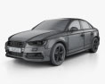 Audi A3 S line sedan 2016 3d model wire render
