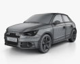 Audi A1 sportback 2015 3D模型 wire render