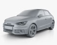 Audi A1 sportback 2015 3D模型 clay render