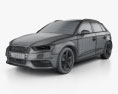 Audi A3 Sportback 2016 3d model wire render