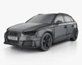 Audi RS3 Sportback 2018 3d model wire render