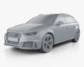 Audi RS3 Sportback 2018 3d model clay render