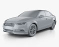 Audi S3 sedan 2016 3d model clay render