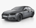 Audi A4 S-Line 2019 3D模型 wire render