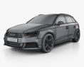 Audi S3 Sportback 2019 3d model wire render