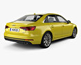 Audi A4 (B9) S-line saloon with HQ interior 2019 3d model back view