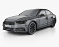 Audi A4 (B9) S-line saloon com interior 2016 Modelo 3d wire render