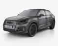 Audi Q2 S-Line HQインテリアと 2017 3Dモデル wire render