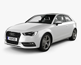 Audi A3 hatchback 3-door with HQ interior 2016 3D model