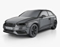 Audi A3 hatchback 3-door with HQ interior 2016 3d model wire render