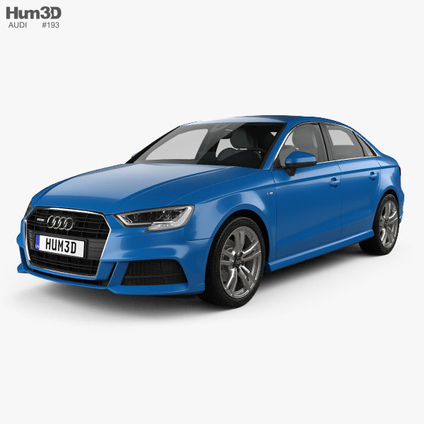 Audi A3 S-line sedan with HQ interior 2019 3D model