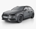 Audi A3 Sportback mit Innenraum 2013 3D-Modell wire render