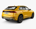 Audi Q8 S-line with HQ interior and engine 2021 3d model back view