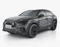 Audi Q8 S-line HQインテリアと とエンジン 2018 3Dモデル wire render