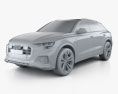 Audi Q8 S-line with HQ interior and engine 2021 3d model clay render
