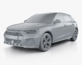 Audi A1 Sportback S-line 2021 3d model clay render