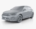 Audi A1 Sportback S-line mit Innenraum 2018 3D-Modell clay render