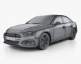 Audi A4 Sedán con interior 2019 Modelo 3D wire render