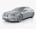 Audi A6 S-Line 轿车 带内饰 2018 3D模型 clay render