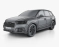 Audi Q7 S-line with HQ interior 2019 3d model wire render
