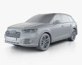 Audi Q7 S-line with HQ interior 2019 3d model clay render