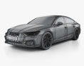 Audi A7 Sportback S-line with HQ interior 2021 3d model wire render