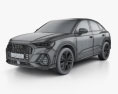 Audi Q3 Sportback S-line 2021 3D модель wire render