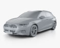 Audi A3 S-line sportback 2022 3d model clay render