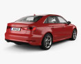 Audi A3 S-line Worldwide セダン HQインテリアと 2013 3Dモデル 後ろ姿