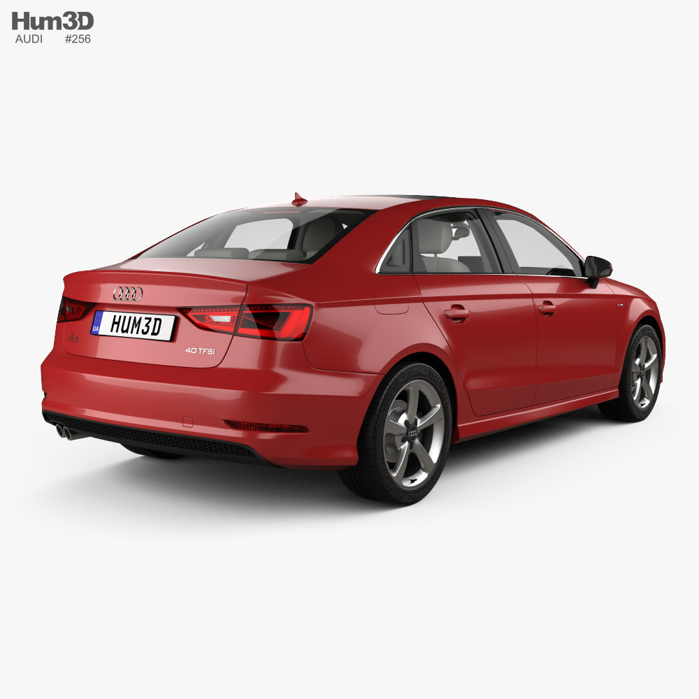 Audi A3 S-line Worldwide sedan with HQ interior 2016 3d model back view